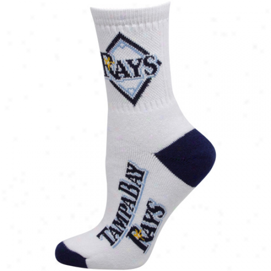 Tampa Bay Rays Womens Dual-color Team Logo Crew Socks - White