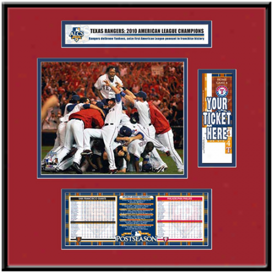 Texas Rangers 2010 Alcs Champions Ticket Frame Jr.