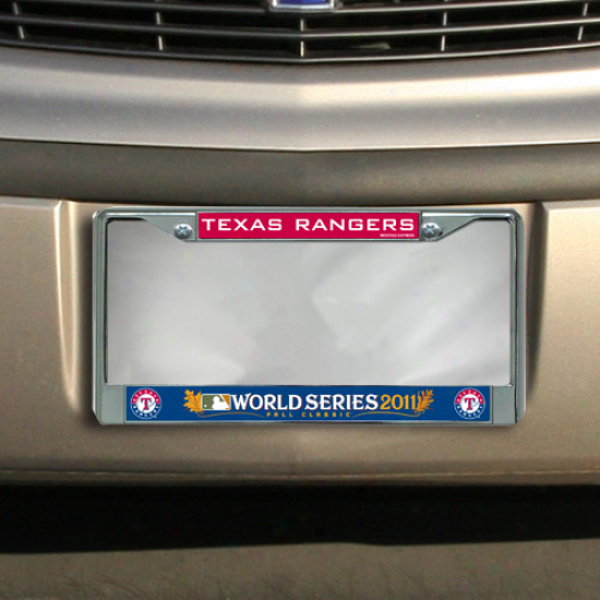 Texas Rangers 2011 Mlb World Series Bound Chrome Permission Plate Frame