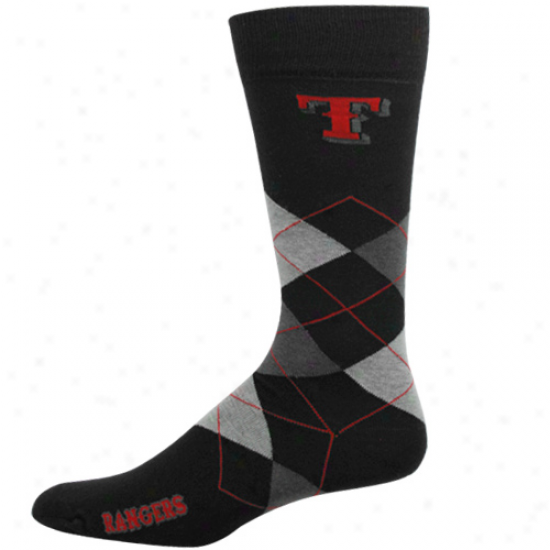 Texas Rangers Black Argyle Dress Socks