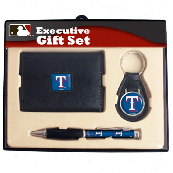 Texas Rangers Executive Wallet, Key Fob & Pen Gift Set