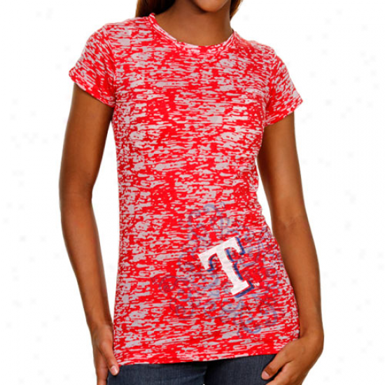 Txas Ranegrs Ladies Scroll Burnout Premium Crew T-shirt - Red