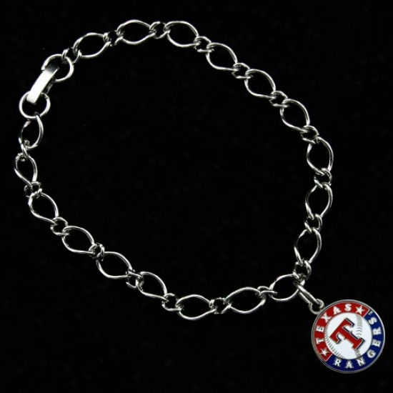 Texas Rangers Ladies Silveer-tone Charm Bracelet