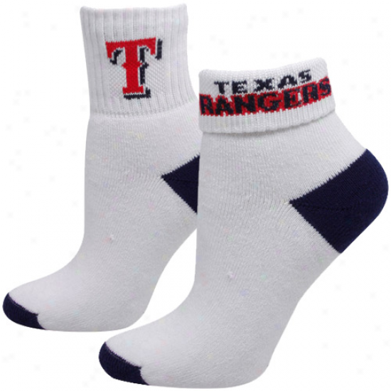Texas Rangers Ladies White-navy Blue Roll-down Socks