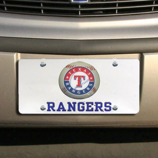 Texas Rangers Mirrored Baseball License Plate