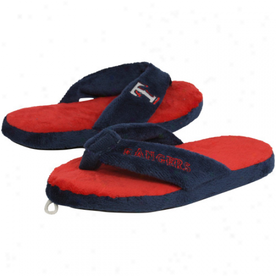 Texas Rangers Navy Blue-red Plush Unisex Thong Slippers