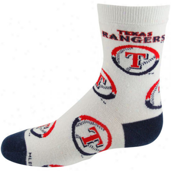 Texas Rangers Preschool Allover Crew Socks - White