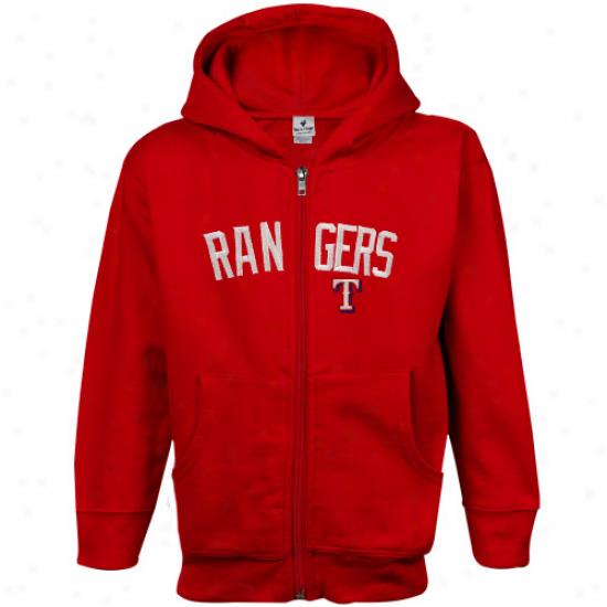 Texas Rangers Toddler Red Big Cap Full Zip Hoodie Sweatshirt