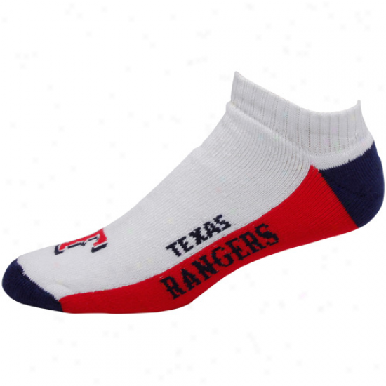 Texas Rangers White Color Block Ankle Socks