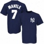 Majestic New York Yankees #7 Mickey Mantle Navy Blue Cooperstown Player T-shirt
