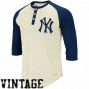 Mitchell & Ness New York Yankees Natural-navg Blue Faxtball Henley