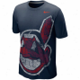 Nike Cleveland Indians Blended Bjg Logo Tri-blend T-shirt - Navy Blue