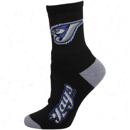 Toronto Blue Jays Ladies Black-silver Dual-color Team Logo Crew Socks