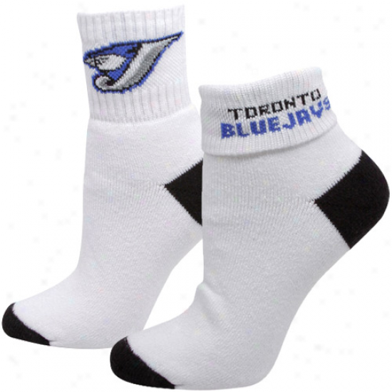 Toronto Blue Jays Ladies White-black Roll-ddown Socks