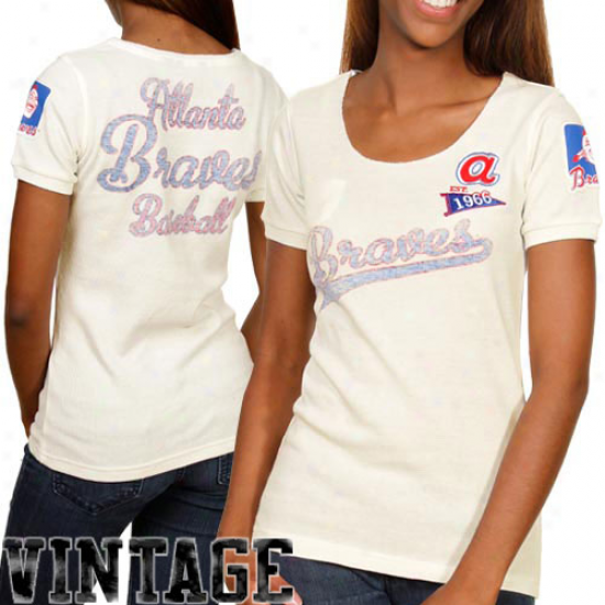 Touch By Alyssa Milano Atlanta Braves Ladies Novelty Patch Thermal Premium T-shirt - Natural