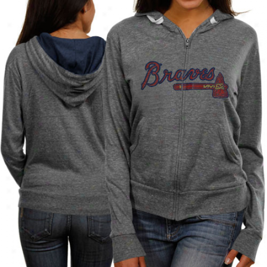 Touch By Alyssa Milano Atlanta Braves Ladies Ash Tried And True Full Zip Hoodie Sweatshirt