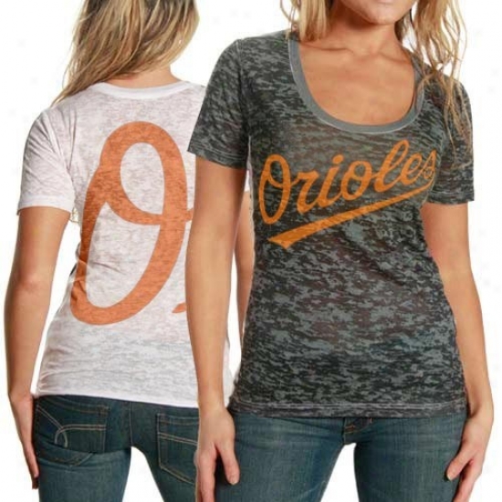 Touch By Alyssa Milano Baltimore Orioles Charcoal-white Superfan Sheer Burnout Reward T-shirt