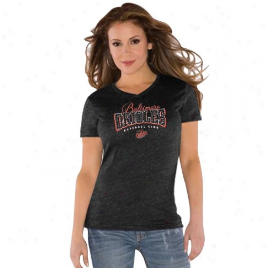 Touch By Alyssa Milano Baltimore Orioles Ladies Black Dazzle V Triblend T-shirt