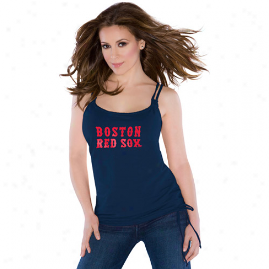 Touch By Alyssa Milano Boston Red Sox Ladies Navy Blue Braided Premium Racerback Tank Top