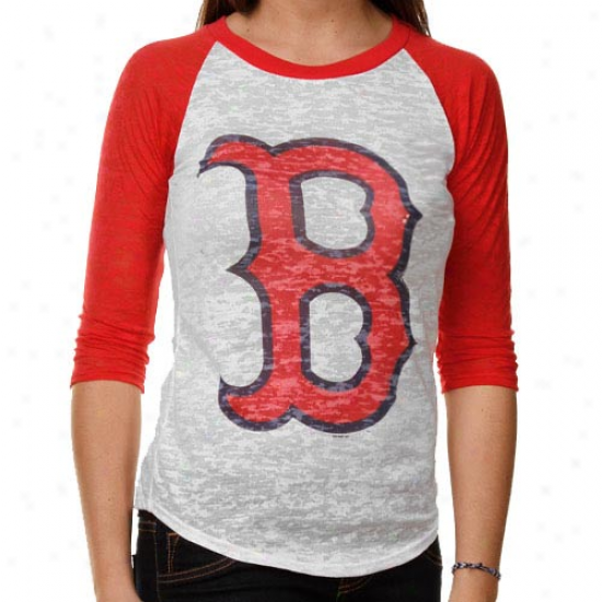 Touch By Alyssa Milano Boston Red Sox Ladies Over The Top Raglan Burnout Three-quarter Sleeve Premium T-shirt - Red