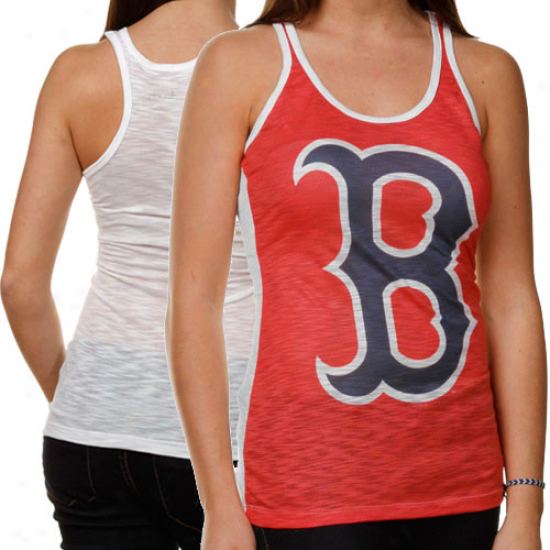 Touch By Alyssa Milano Boston Red Sox  Ladies Sublimated One Time Burnout Tank Top - Red-navy Blue