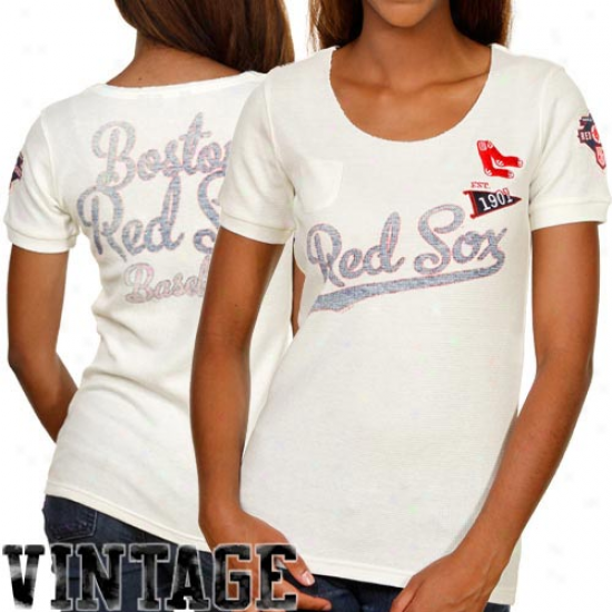 Touch By Alyssa Milano Boston Red Sox Ladiew Novelty Patch Thermal Premium T-shirt - Natural