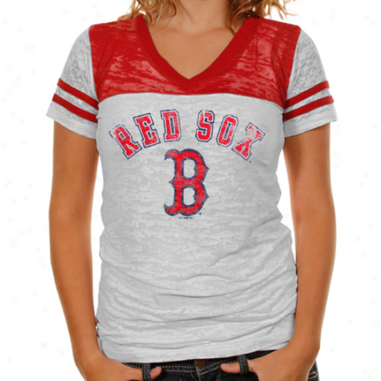 Touch By Alyssa Milano Boston Red Sox Womens The Co0p Burnout T-shirt - White-red