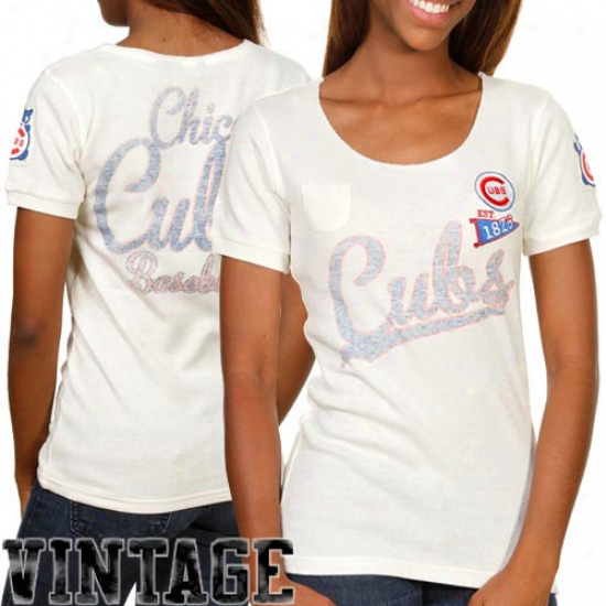 Touch By Alyssa Milano Chicago Cubs Ladies Novelty Patch Thermal Premium T-shirt - Natural