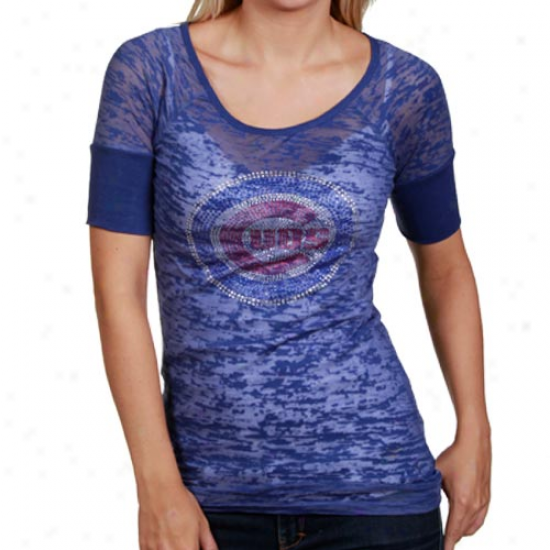 Tohch By Alyssa Milano Chicago Cubs Royal Blue Super Fan Sublimated Sheer Burnout Premium T-shirt