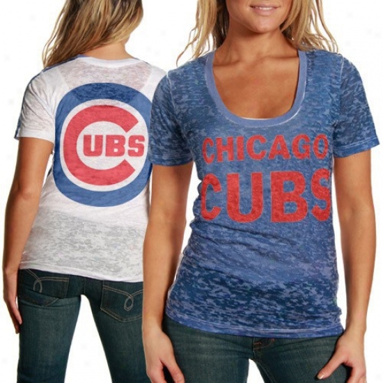 oTuch By Alyssa Milano Chicago Cubs Royal Blue-white Superfan Sublimated Sheer Burnout Premium T-shirt