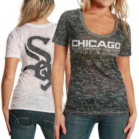 Touch By Alyssa Milano Chicago White Sox Black-white Superfan Perpendicular Burnout Premium T-shirt