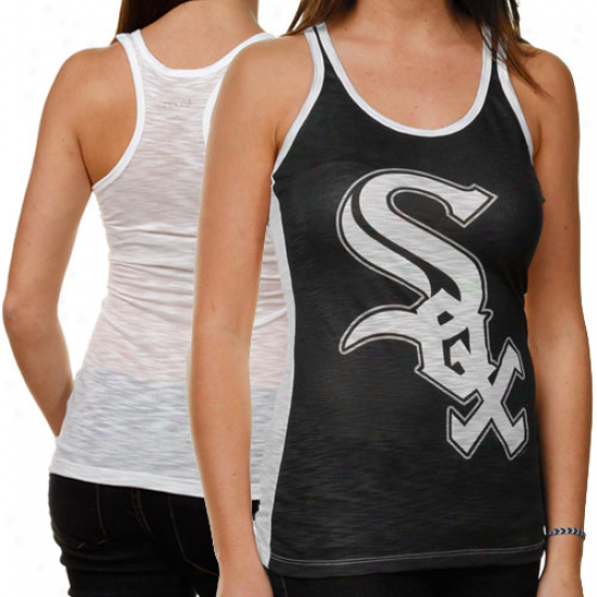 Touch By Alyssa Milano Chicago White Sox  Ladies Sublimated One Time Burout Tank Top - Black-white