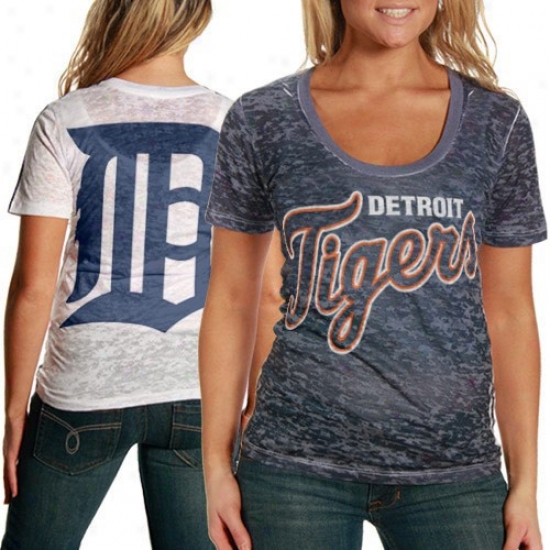 Touch By Alyssa Milano Detroit Tigers Ships Blue-white Superfan Sublimated Sneer Burnout Premium T-shirt