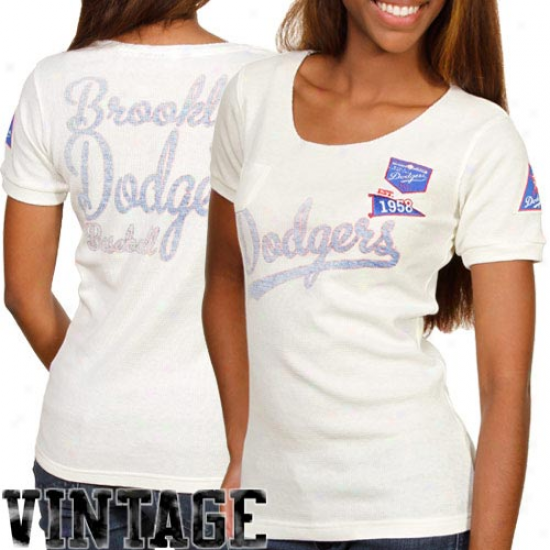 Touch By Alyssa Milano L.a. Dodgers Ladies Novelty Tract Thermal Premium T-shirt - Natural