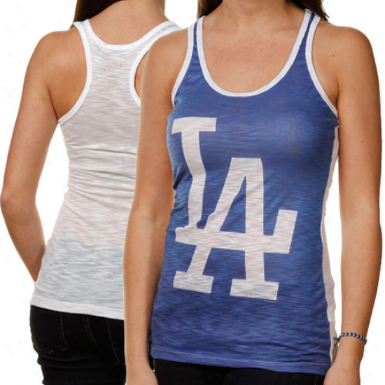 Touch By Alyssa Milano L.a. Dodgers  Ladies Sublimated One Time Burnout Tank Top - Royai Blue-white