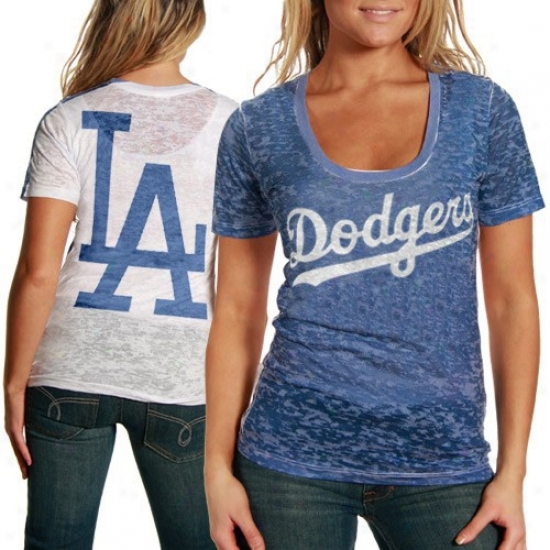 Touch By Alyssa Milano L.a. Dodgers Royal Blue-white Superfan Sublimated Sheer Burnout Premium T-shirt