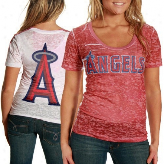 Touch By Alyssa Milano Los Angeles Anvels Of Anaheim Red-white Superfan Sublimated Sheer Burnout Premium T-shirt