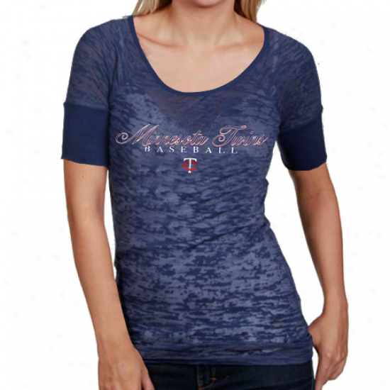 Touch By Alyssa Milano Minnesota Twins Ladies Sheer Burnout T-shirt - Royal Blue