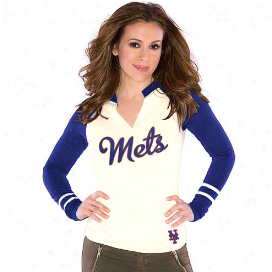 Touch By Alyssa Milano New York Mets Ladies Sports Envy Long Sleeve Slub T-shirt - Cream