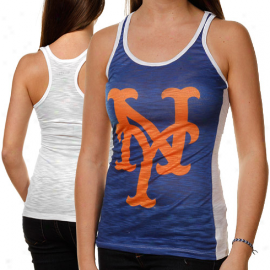 Touch By Alyssa Milano New York Mets Ladies Sublimqted One Time Burnout Tank Top - Royal Blue-orange