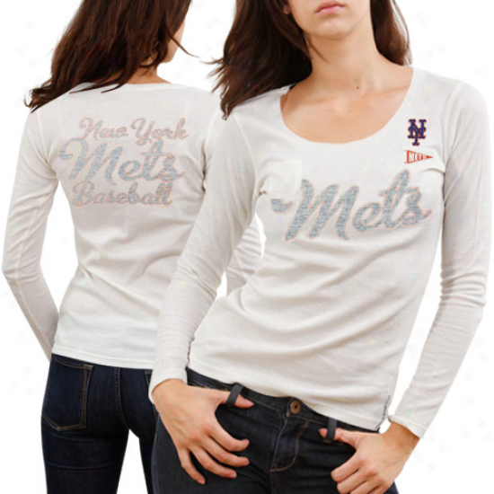 Touch By Alyssa Milano Nsw York Mets Vitage Thermal Long Sleeve T-shirt - White