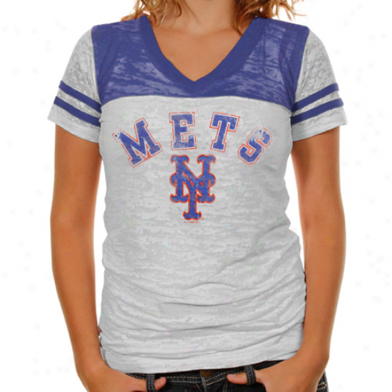 Touch By Alyssa Milano New York Mets Womens The Coop Burnout T-shirt - White-rroyal Blue