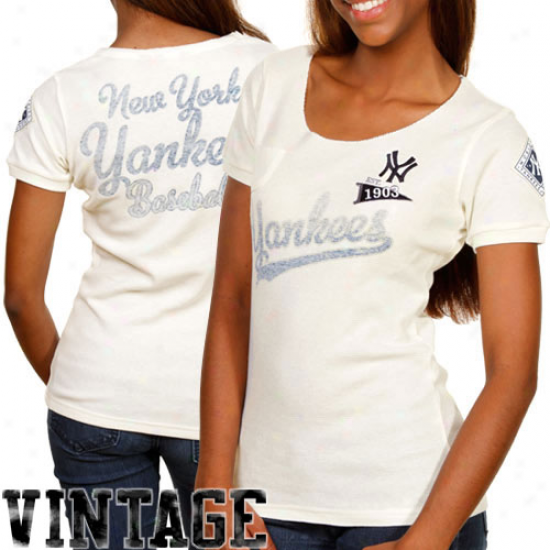 Touch By Alyssa Milano New York Yankees Ladies Novelty Patch Thermal Premium T-shirt - Natural