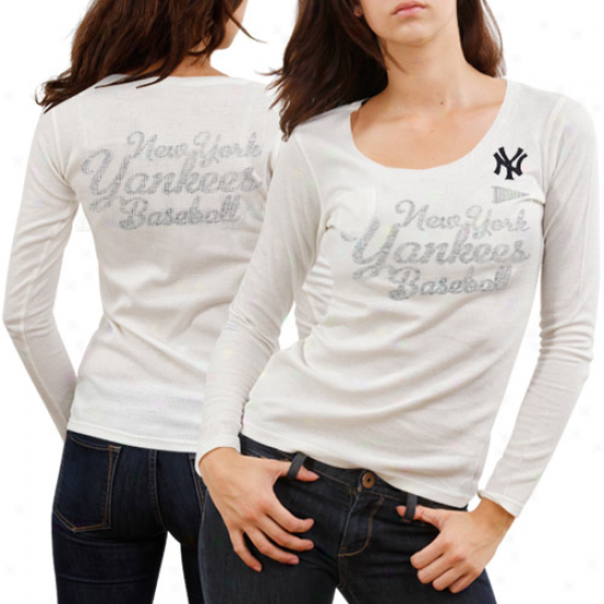 Tuch By Alyssa Milano New York Yankees Vintage Thermal Long Sleeve T-shirt - White