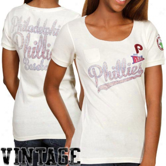 Touch By Alyssa Milano Phladelphia Phillies Ladies Novelty Patch Thermal Premium T-shirt - Natural