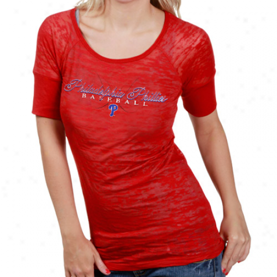 Touch By Alyssa Milano Philadelphia Phillies Ladies Sheer Burnout T-shirt - Red