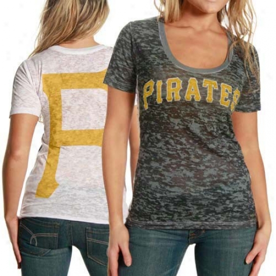 Touch By Alyssa Milano Pittsburgh Pirates Superfan Sheer Burnout Premium T-shirt - Black-white