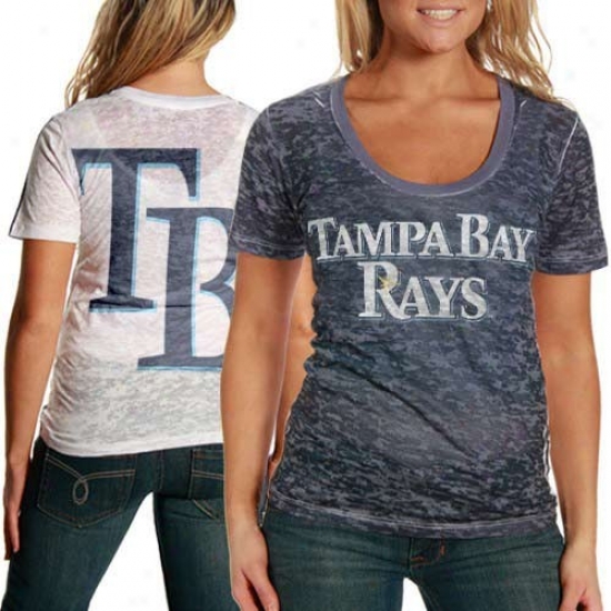 Touch By Alyssa Milano Tampa Bay Rays Navy Blue-white Superfan Sublimated Sheer Burnout Premium T-shirt