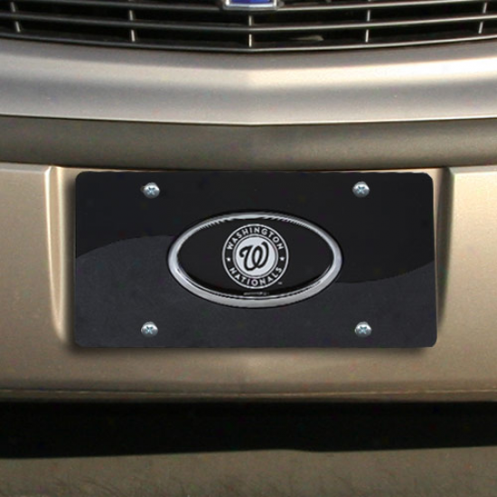 Washington Nationals Black Swirl Acrylic License Plate W/ Domed Emblem