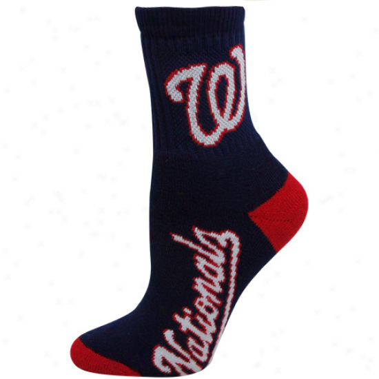 Washington Nationals Ladies Ships Blue-red Dual-color Team Logo Crew Socks